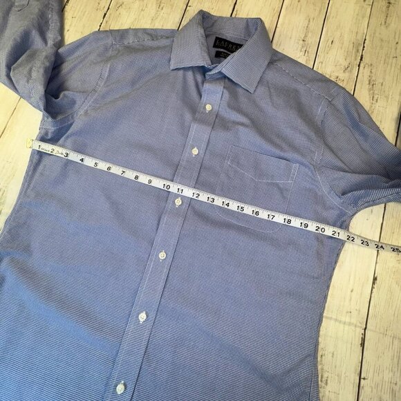 Lauren Ralph Lauren Men’s Button Down Shirt Slim Fit No Iron Blue 15 1/2 32-33 - Picture 6 of 8